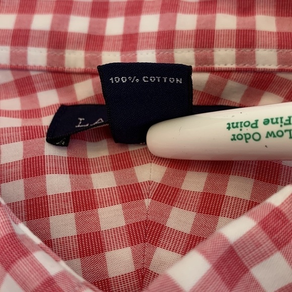 Lands’ End Traditional Fit Shirt Pink Gingham Check Print Button Down 17.5-35 - Picture 7 of 12